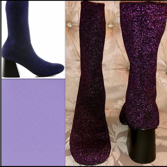 PURPLE METALLIC KNIT BOOTIE - Picture 3 of 6